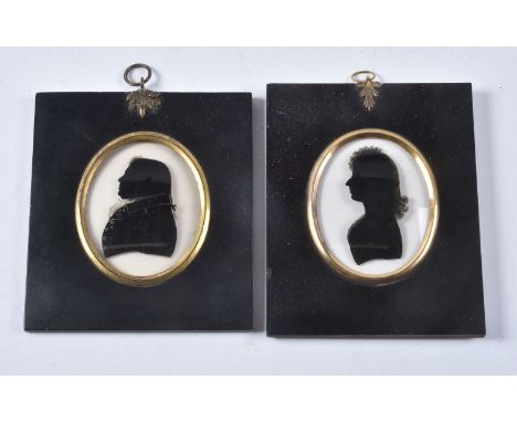 Charles Rosenberg (1745-1844)   Portrait of a lady   Portrait of a gentleman called Mr Roe   Silhouette painted on curved gla