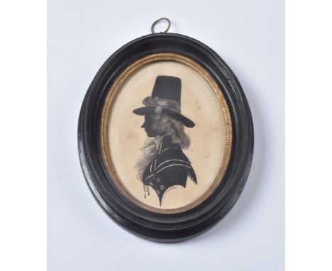 A. Charles (b. circa 1768- fl. circa 1807)   Portrait of a lady   Silhouette painted on card   Signed at the truncation   Ins
