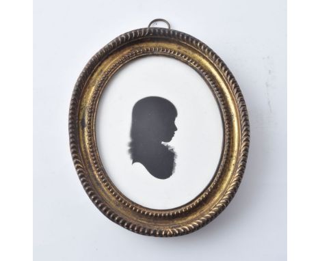 John Miers (British, circa 1758-1821) Portrait of a girl named Mary Gibson   Silhouette painted on plaster 8.7cm (3 1/2in) hi
