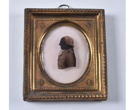 Attributed to Mrs Elizabeth Hudson   Portrait of a gentleman called Robert Lloyd ...Silhouette painted on glass backed by pin