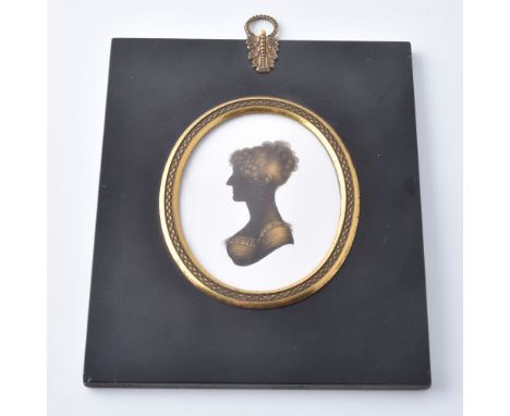 John Field (1772-1848)   Portrait of a young lady called Honble. Mrs Floroer   Silhouette on plaster with bronzing   8cm x 6.