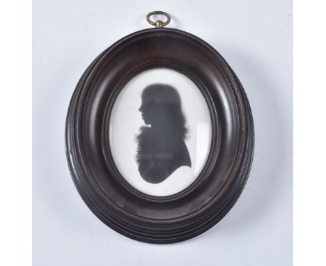 Samuel Houghton (Scottish, d. 1796) Portrait of a young man   Silhouette painted on plaster 8.6cm (3 3/8in) high, oval In a p