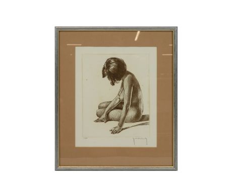 Roger Hebbelinck, (Belgium 1912- 1987), lithograph print, female nude study, signed lower right, 43/350, 30cm x 23cm.
