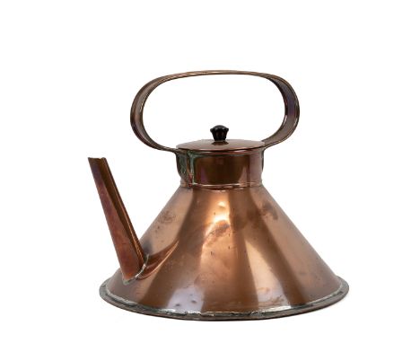 Vintage handmade ship's copper kettle, of circular form with copper carrying handle, maker's stamp to the body: T. Lawley &am