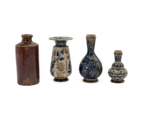 Doulton Lambeth 19th Century stoneware including: in the manner of George Tinworth - a flared rim vase,&nbsp; (H 10.2cm); Har