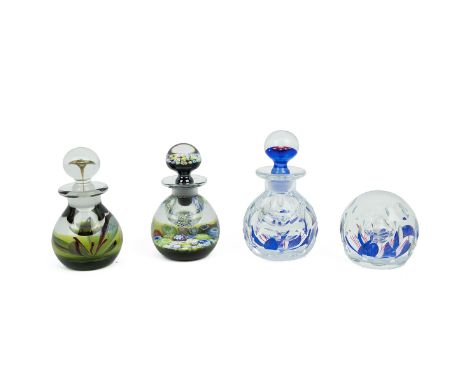 Colin Terris for Caithness: 'Bezique' artist's proof (1/150) paperweight and perfume bottle set, 1990 with original authentic