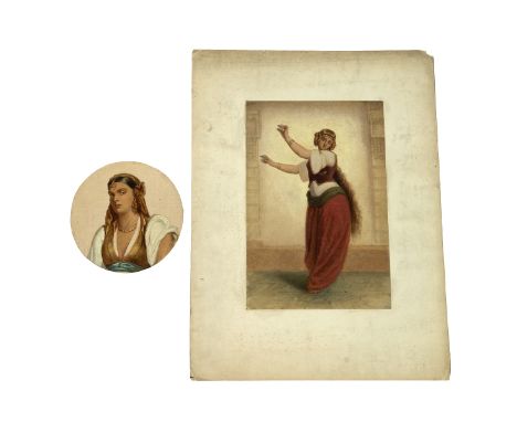 After Alexandre Bida (1813-1895), early 20th century - A Dancing Girl (Almeh), oil on canvas paper applied to thick card, 40c