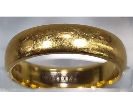 22ct gold wedding band. 5.5g approx. Ring size K 1/2.(B.P. 21% + VAT) 