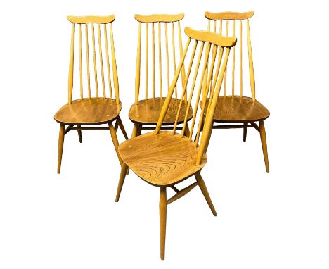 A set of four Ercol elm and beech Goldsmith chairs, together with a pair of Ercol elm and beech Windsor chairs. Goldsmith cha