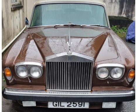 Vehicles to be sold from 12.30 pm .1980 Rolls Royce Shadow II, 4 door saloon,  cherished registration number GIL2345, a long 