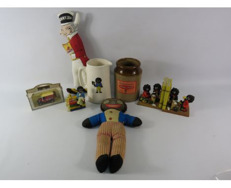 Robertson Jam / Golden Shred collectables including a chad valley teddy, Storage jar, toy car, bookends etc. Notice from the 