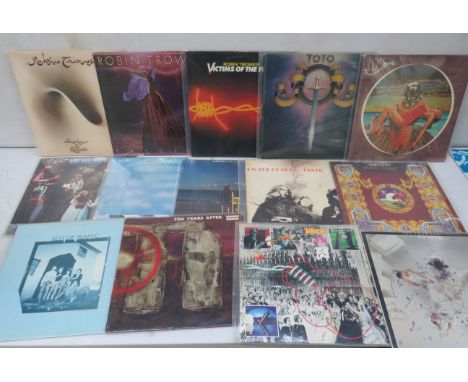Fifteen Vintage LP Albums by Toto, 10cc Thin Lizzy ,  Judy Tzuke,  Traffic etc, see photos.