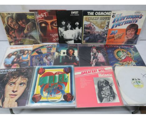Fifteen Vintage Rock &amp; Pop LP's by Artists such as Monkees, Sweet, Osmonds , David Essex.  See photos.