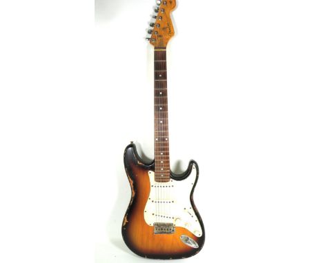 Copy of a Vintage Fender Stratocaster with Contour Body, Squire tuners to headstock . Serial Number 48834. (unverified) May h