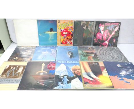 Fifteen vintage Rock &amp; Pop LP's by artists such as Vangellis, Jethro Tull, Bachmann Turner, Rick Wakeman.   See photos.