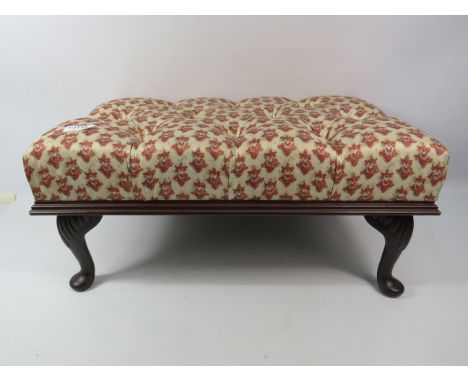 Vintage footstool with buttons to top, 21.5" by 13.5" &amp; 9.5" tall.