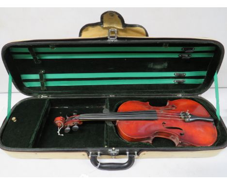 Copy of an Antonius Stradivarius Cremona Violin. Comes with hard carry case, No bow. See photos.