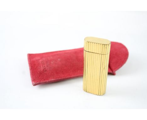 Cartier Paris Vintage Pocket Lighter w/ Suede Pouch Gold Plated Working 441644