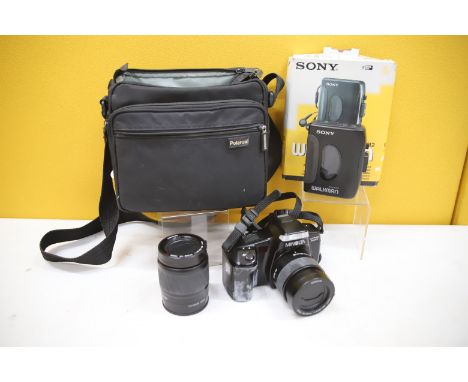 Mixed Lot to include a Sony Walkman WM ex12 with Box plus a Minolta 35mm SLR Camera with lens and bag. See photos. 