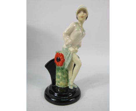 Peggy Davies ceramics Kevin Francis mini Clarice cliff figurine, 4.5" tall with box.