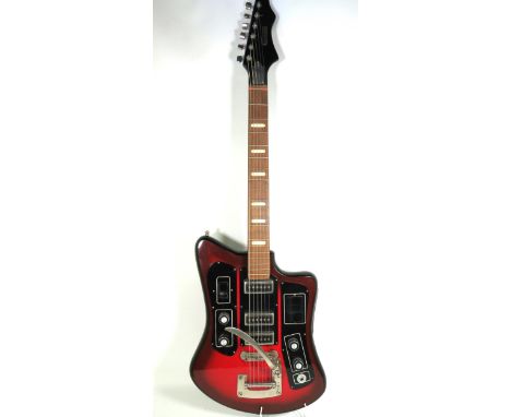 Vintage Formanta Soviet era Electric Guitar with Solid body, six strings in Sunburst finish. Body in fair condition with mino