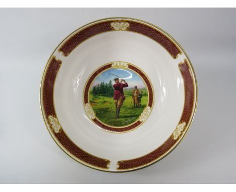 Royal Worcester large porcelain bowl Melvin Buckley Golfing, 9 1/4" diameter &amp; 3 " deep.