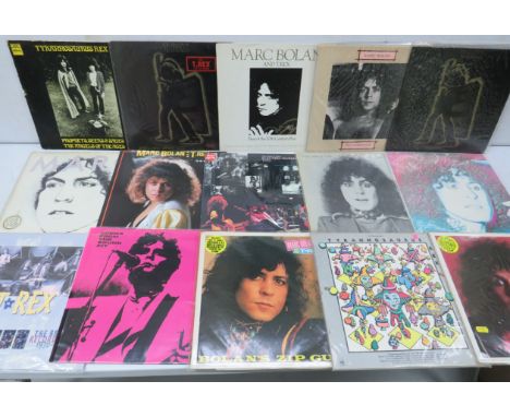 Fifteen Vintage Rock &amp; Pop LP's by T. Rex and Marc Bolan. See photos. 