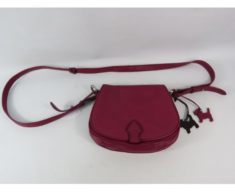 Ladies Fuchsia leather Radley handbag with very little use.