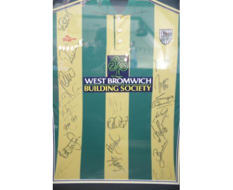 Framed WBA Football Shirt with Team Signatures.. Frame size 40 x 44 inches. See photos. 