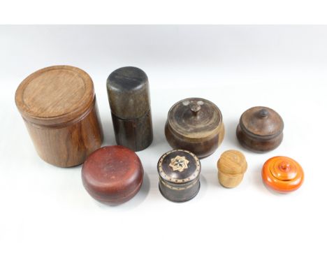 Vintage Rounded Wooden Trinket Boxes Inc Inlay, Etc x 8 638667