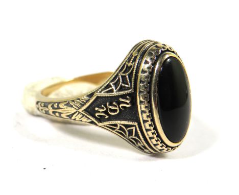 Interesting 10ct Yellow Gold High School Ring by Jostens.  Finger size R   5.6g