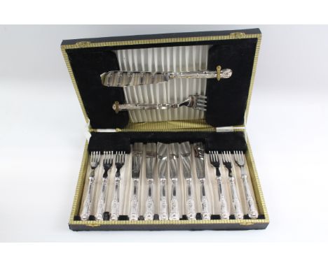 Silver Plateware 14 Piece Fish Cutlery Set w/ Serving Pair Fork 639126