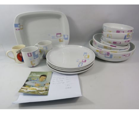 Royal Worcester Jamie Oliver Retro pattern part dinner set, 14 pieces in total.