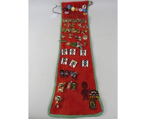 59 Robertson jam / Golden Shred enamel pin badges on a collectors banner. Notice from the the-saleroom.com: These items are l