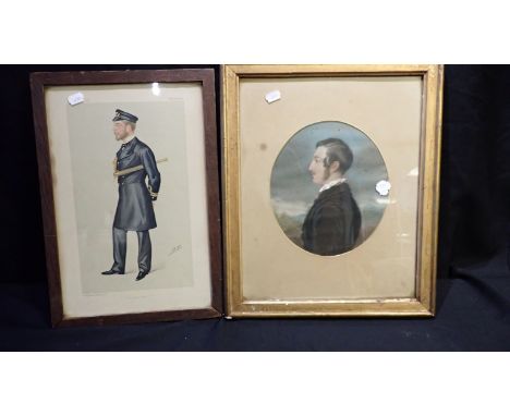 A PORTRAIT OF A GENTLEMAN Victorian, watercolour, 37 x 44 cm, with a Vanity Fair Spy portrait of The Sailor Prince, 1890