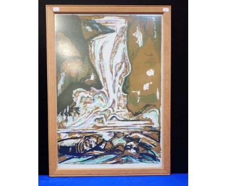 THERESA MUSOKE (BORN UGANDA 1945) Murchison Falls, lithograph, No.1 of an edition of 20, 1990s, 52 x 71 cms