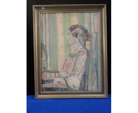 AFTER HAROLD GILMAN (1876-1919) a reversed version of the portrait of Mrs Robert Bevan, 54 69 cms