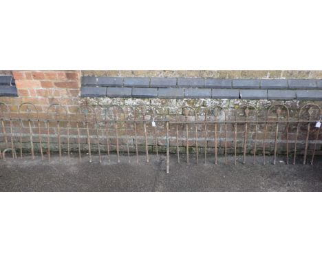 TWO MATCHING SECTIONS OF LOW IRON RAILING hoop and spike design 168 and 136cm. Provenance: The Richard Pratley Collection of 