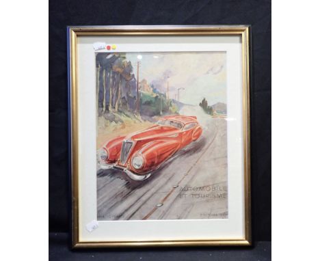 A DYNAMIC ART DECO FRENCH CAR a reproduction of the cover of Automobile et Tourisme magazine, October 1936