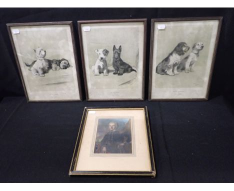 CECIL ALDIN Three prints of dogs. 23 x 31 cms, with a portrait of an 18th century sailor