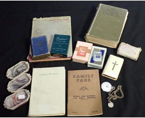 'MRS BEETON'S ALL ABOUT COOKERY' 'Capstan' advertising playing cards, Ingersoll pocket watch, ivorine fronted prayer book, an