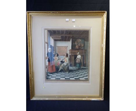 CLIFFORD R. JAMES, INTERIOR OF A DUTCH HOUSE (AFTER PEETER DE HOOGH)' artists proof colour mezzotint, 44cm x 38cm, signed in 