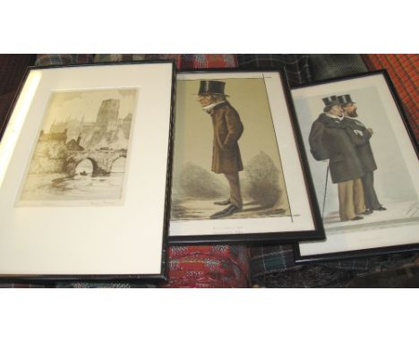Box of assorted black and white etchings etc., topographical, one of German Boar Hounds, portrait studies etc.(B.P. 24% incl.