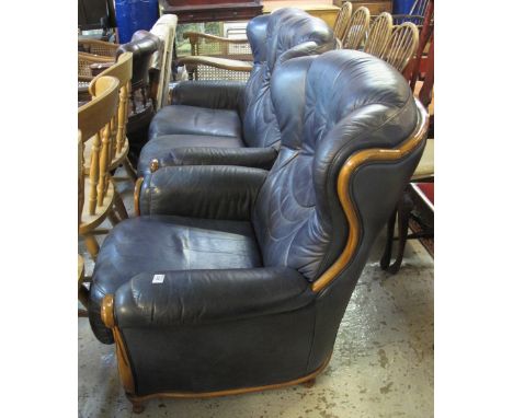 Modern leather two piece suite with wooden frame comprising; two seater sofa and matching armchair. (2)(B.P. 24% incl. VAT)  