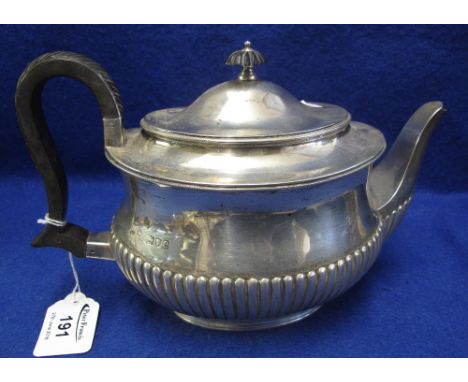 Heavy silver oval section half lobed teapot, London hallmarks, 22ozs approx.(B.P. 24% incl. VAT)