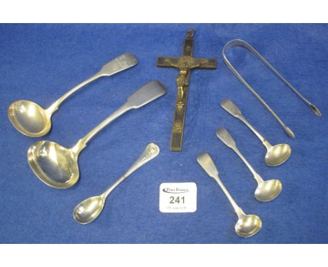Bag of assorted silver and other items, cutlery, crucifix etc.(B.P. 24% incl. VAT)