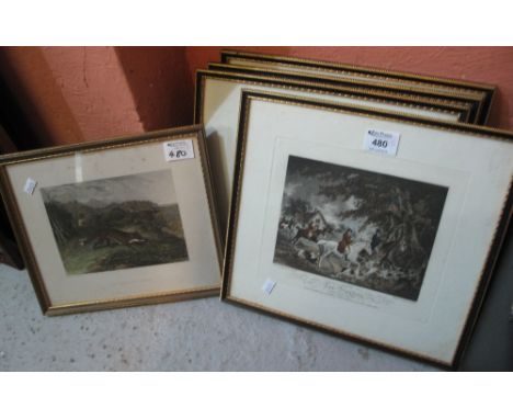 Group of small fox hunting prints and engravings, Hogarth frames. (5)(B.P. 24% incl. VAT)