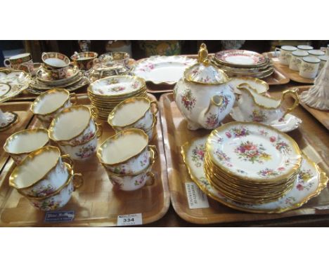 Two trays of Hammersley lady Patricia bone china tea service comprising tea cups and saucers, tea pot, plates, milk jug, sucr