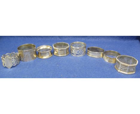 Bag of assorted silver and other napkin rings.(B.P. 24% incl. VAT)