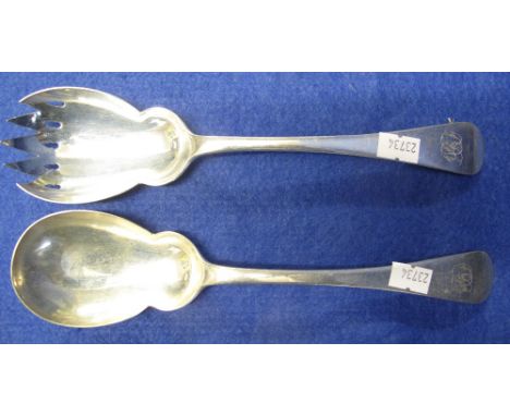 Pair of silver violin shaped salad servers, Sheffield hallmarks.(B.P. 24% incl. VAT)